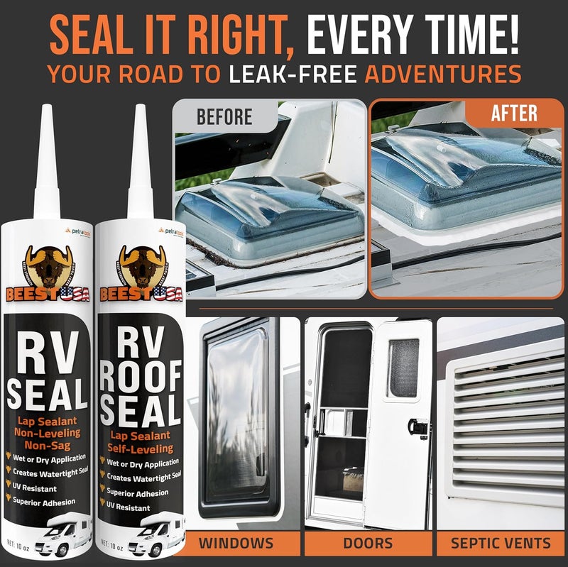 BEEST RV Roof Repair Kit Includes: Silicone Roof Coating 5G, EPDM Primer 1G, RV Cleaner 32 Oz, Non-Sag & Self-Leveling Lap Sealant, Seam Roller, Seam Tape & Gloves| Repair & Maintenance Bundle - Image 4